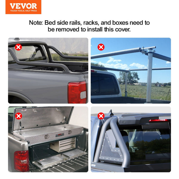 Vevor Truck Bed Cover Roll Up Tonneau Compatible With 2014 2024 Chevy Silverado / Gmc Sierra 1500 For 2M X 1.6M Soft Pvc Material Car Covers
