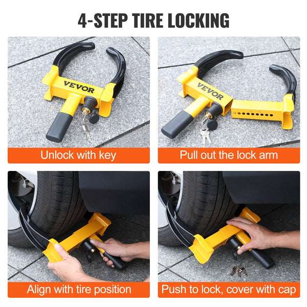 2 Pack Universal Wheel Clamp Lock Adjustable Anti Theft Tire With 6 Keys Steering Wheels