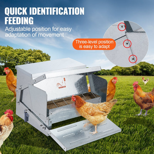 Vevor Automatic Chicken Feeder Galvanized Steel Poultry 25 Lb 10 Chickens Small Animal Supplies