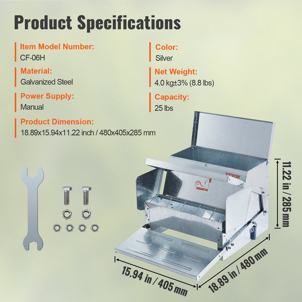 Vevor Automatic Chicken Feeder Galvanized Steel Poultry 25 Lb 10 Chickens Small Animal Supplies