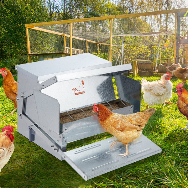 Vevor Automatic Chicken Feeder Galvanized Steel Poultry 25 Lb 10 Chickens Small Animal Supplies