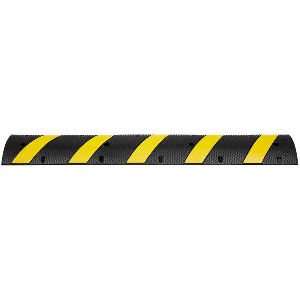 Vevor 6 Ft Rubber Speed Hump 2 Channel 10000 Kg/Axle Load Capacity Heavy Duty Traffic Bump With High Reflective Yellow Strip 4 Expansion Screws And Dr