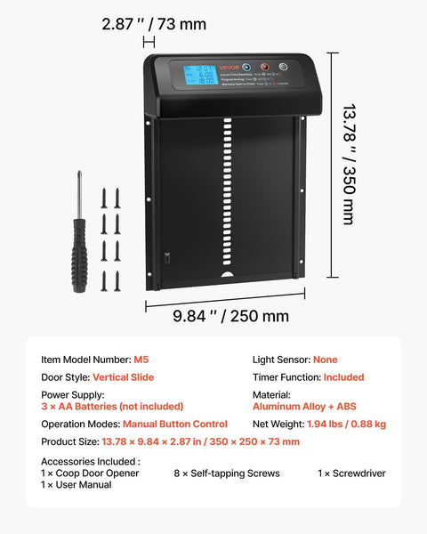 Automatic Chicken Coop Door Battery Powered With Timer & Manual Setting Anti Pinch Security Durable Aluminum Alloy Run Gate Opener Waterproof Sealing