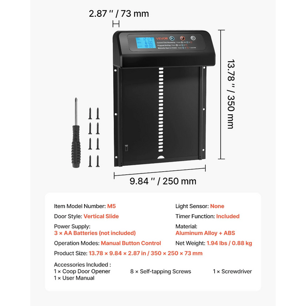 Automatic Chicken Coop Door Battery Powered With Timer & Manual Setting Anti Pinch Security Durable Aluminum Alloy Run Gate Opener Waterproof Sealing
