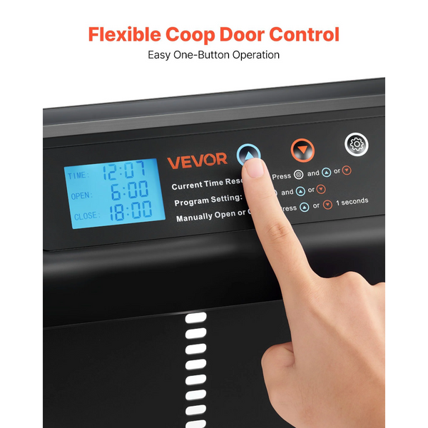 Automatic Chicken Coop Door Battery Powered With Timer & Manual Setting Anti Pinch Security Durable Aluminum Alloy Run Gate Opener Waterproof Sealing