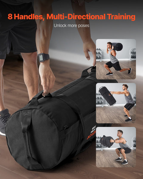 Workout Sandbag Heavy Duty Power Bags With Handles 23 56 Kg Adjustable Slam For Fitness Strength Weight Training Cross Home Gym Exercise Black (Unfill
