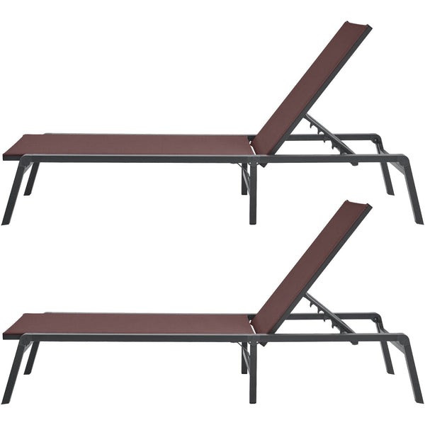 Vevor Chaise Lounge Chair Outdoor Patio Adjustable 5 Position 2 Pcs Patio Chairs