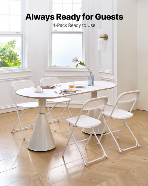 Vevor 4 Pack Folding Chairs Foldable Plastic With Heavy Duty Metal Frame Portable Card Table Stackable Indoor Outdoor Seats For Home Yard Garden Parti