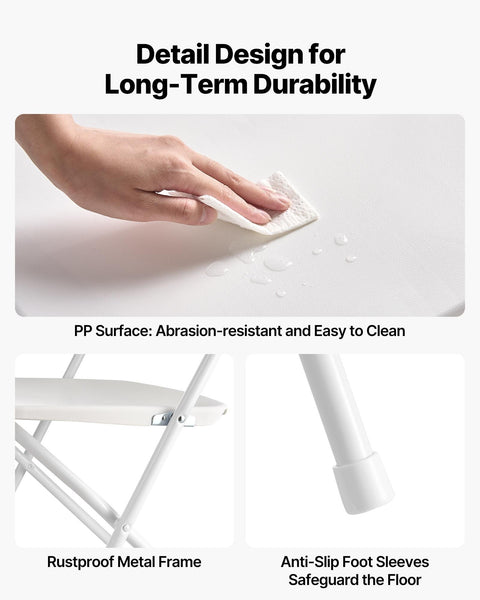 Vevor 4 Pack Folding Chairs Foldable Plastic With Heavy Duty Metal Frame Portable Card Table Stackable Indoor Outdoor Seats For Home Yard Garden Parti