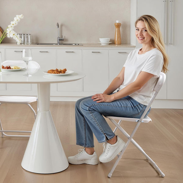 Vevor 4 Pack Folding Chairs Foldable Plastic With Heavy Duty Metal Frame Portable Card Table Stackable Indoor Outdoor Seats For Home Yard Garden Parti