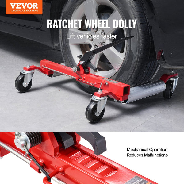 Vevor Wheel Dolly Max Capacity 1500 Lbs Car Jack Lifter With 360A Rotatable Wheels Heavy Duty Vehicle Positioning Ratchet Tire For Auto Repair Moving