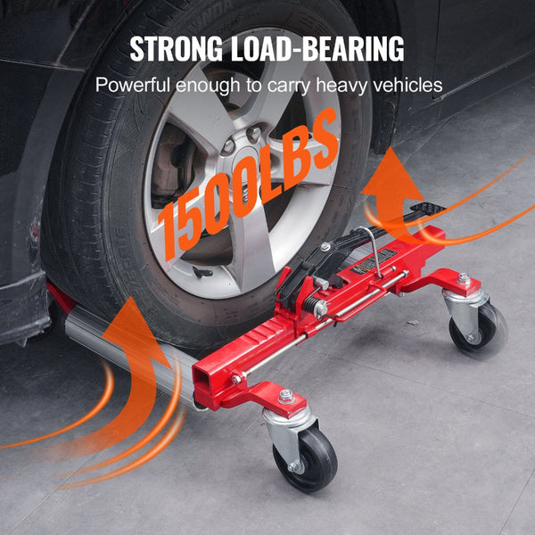 Vevor Wheel Dolly Max Capacity 1500 Lbs Car Jack Lifter With 360A Rotatable Wheels Heavy Duty Vehicle Positioning Ratchet Tire For Auto Repair Moving