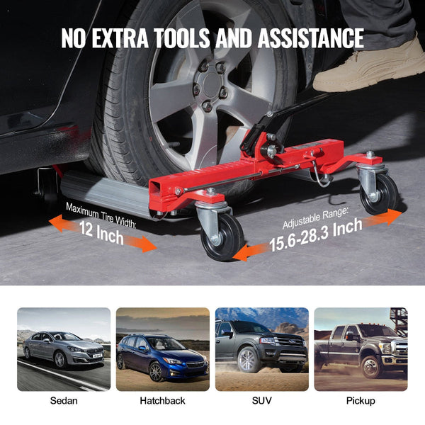 Vevor Wheel Dolly Max Capacity 1500 Lbs Car Jack Lifter With 360A Rotatable Wheels Heavy Duty Vehicle Positioning Ratchet Tire For Auto Repair Moving
