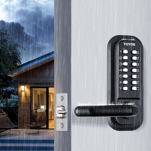 Vevor Mechanical Keyless Entry Door Lock 14 Digit Keypad Water Proof Zinc Alloy Double Sided Embedded Outdoor Gate Locks Set With And Handle Easy To I