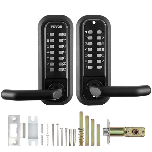 Vevor Mechanical Keyless Entry Door Lock 14 Digit Keypad Water Proof Zinc Alloy Double Sided Embedded Outdoor Gate Locks Set With And Handle Easy To I
