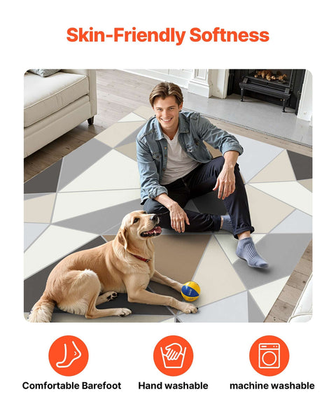 Vevor Area Rug 1524X2133.6Mm Large Washable Non Slip Tear Resistant Soft Carpet For Bedroom Living Room Kids Entryway Charcoal Gray Rugs