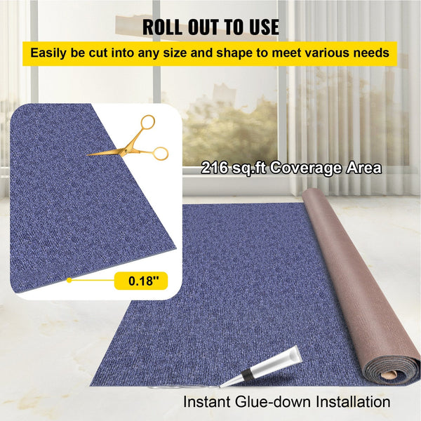 Vevor Deep Blue Marine Carpet 6 Ft X 36 Carpeting Grade For Boats With Waterproof Back Outdoor Rug Patio Porch Deck Garage Area Runner Non Slide Rugs