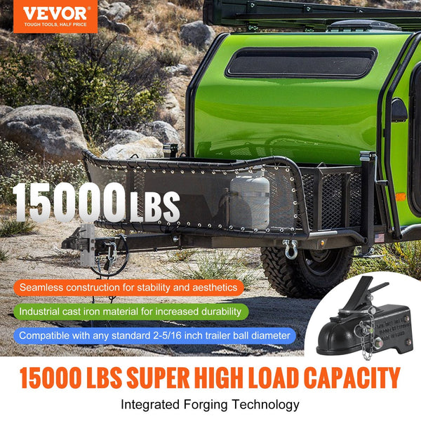 Vevor Trailer Coupler 2 5/16" Hitch Ball 15000 Lbs Capacity Heavy Duty Cast Channel Mount With Hardware Kit Ideal For Towing Station Wagons Pickup Tru