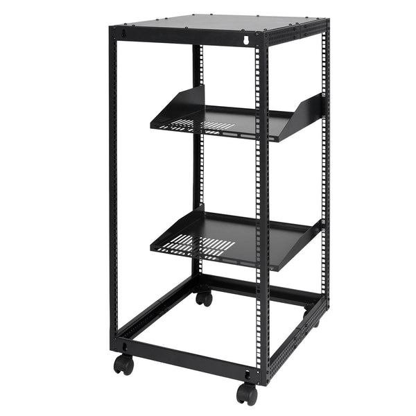 Vevor 20U Open Frame Server Rack 15'' 40'' Adjustable Depth Free Standing Or Wall Mount Network Post Av With Casters Holds All Your Networking It Equi