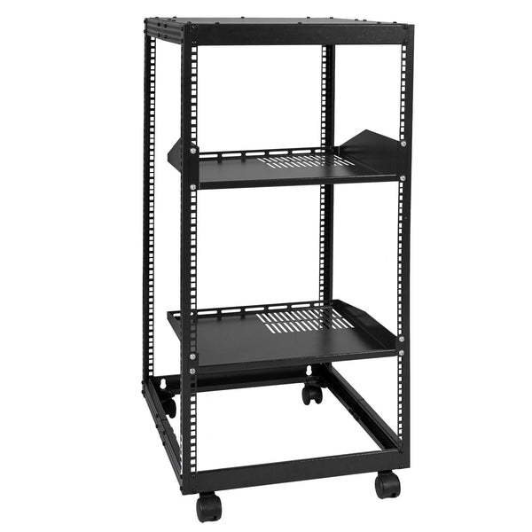 Vevor 20U Open Frame Server Rack 15'' 40'' Adjustable Depth Free Standing Or Wall Mount Network Post Av With Casters Holds All Your Networking It Equi