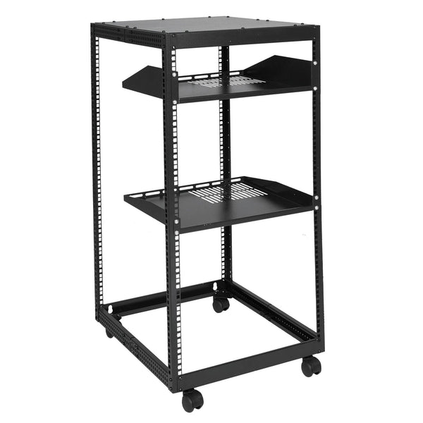 Vevor 20U Open Frame Server Rack 15'' 40'' Adjustable Depth Free Standing Or Wall Mount Network Post Av With Casters Holds All Your Networking It Equi