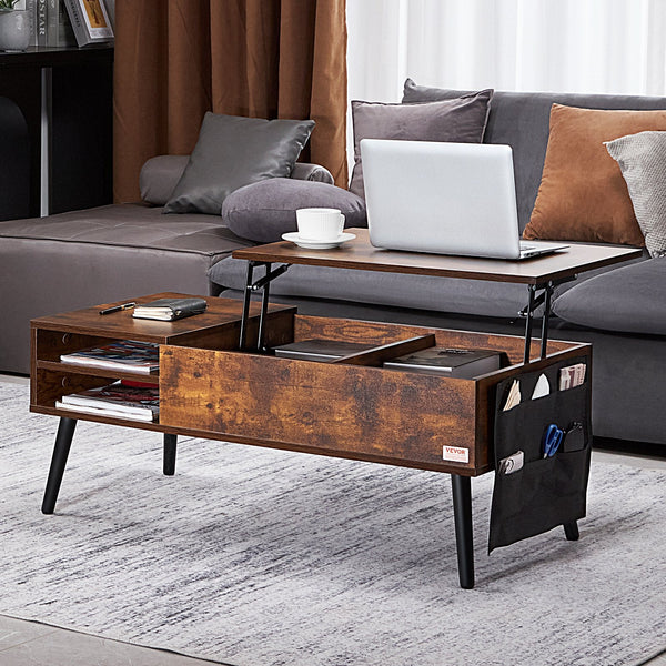 Vevor Lift Top Coffee Table 39.4 In Rectangle For Living Room Brown Coffee Tables