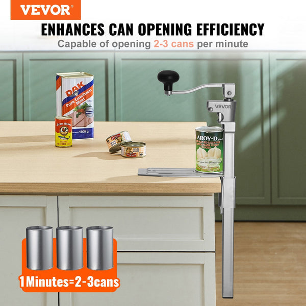 Vevor Commercial Can Opener Heavy Duty Manual Tabletop Cans For Up To 300 Mm Height Height Adjustable Professional Openers With Stainless Steel Blade