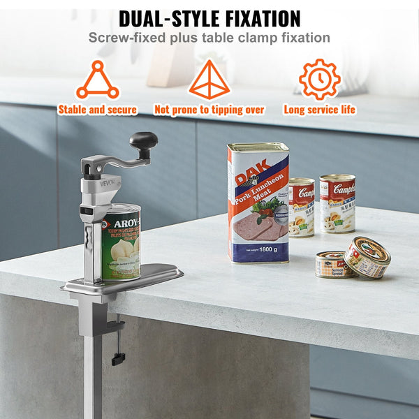 Vevor Commercial Can Opener Heavy Duty Manual Tabletop Cans For Up To 300 Mm Height Height Adjustable Openers Fixed With Screws & Clamp Restaurant Hot