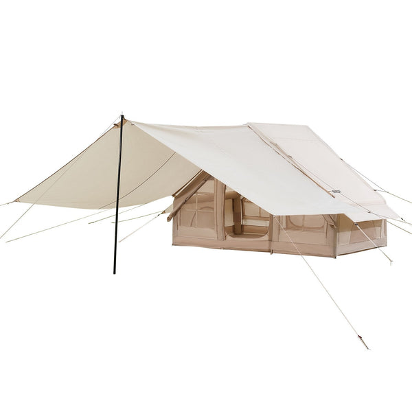 Vevor Inflatable For Camping 3 5 Person Easy Setup Blow Up With Hand Pump 300D Oxford 4 Season Glamping Canopy Stove Jack 2 Doors & Mesh Windows (Stor