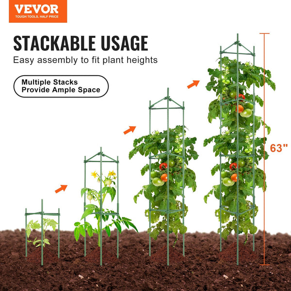 Vevor 4 Packs Tomato Cages For Garden 1620 Mm Plant Stakes Support Raised Garden Beds