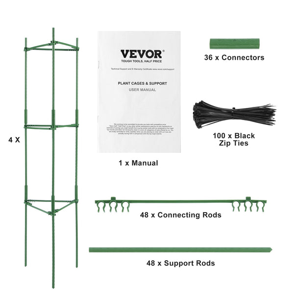 Vevor 4 Packs Tomato Cages For Garden 1620 Mm Plant Stakes Support Raised Garden Beds