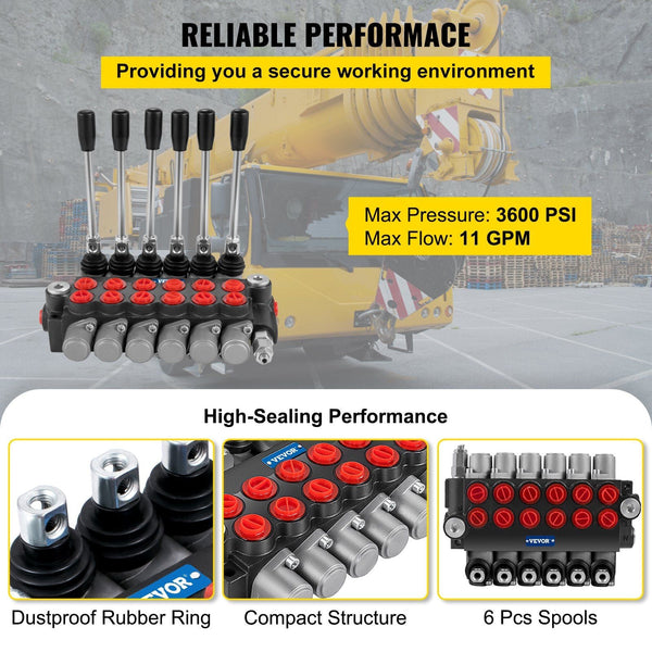 Hydraulic Directional Control Valve 6 Spool 11 Gpm Loader 3600 Psi Valves And Controls For Tractors Loaders Tanks Other Pump Parts & Accessories