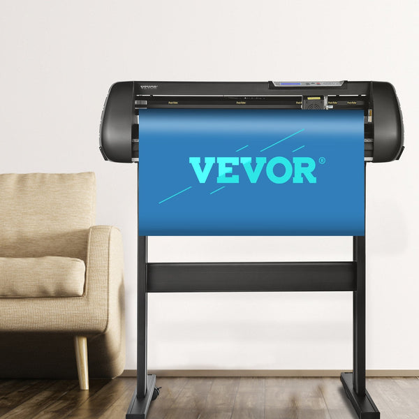 Vevor Vinyl Cutter Machine 28In Offline Bluetooth Cutting Plotter 400In/10M Steel Roller Shaft Adjustable Speed Force Signmaster Software Tool Diy Cra