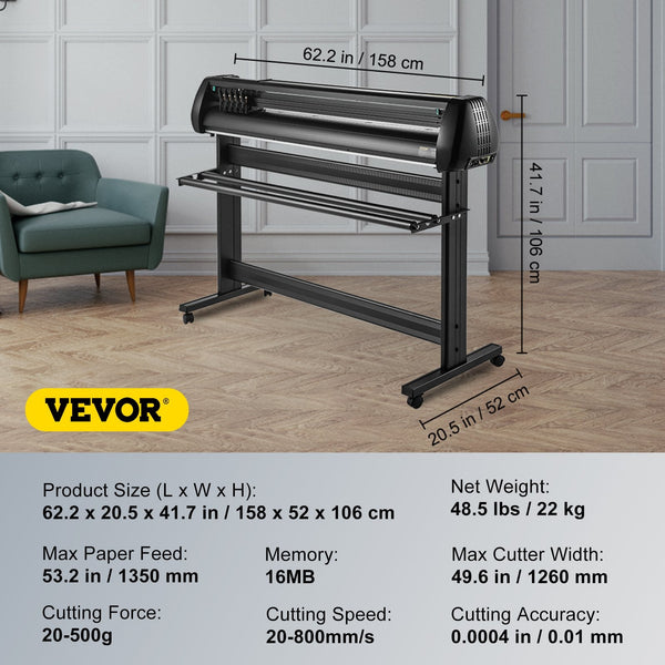 Vinyl Cutter 53Inch Plotter With Stand Adjustable Speed Force Sign Making Signmaster Software Tape Tools Printer Available Com/Usb/Bluetooth Other Saw