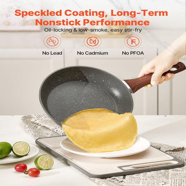 Vevor Frying Pan Skillet Aluminum Egg Pans 3 Piece Set (250 280 325 Mm) Nonsitck Heavy Duty Skillets With Heat Resistant Handle Chef's Kitchen Cookwar