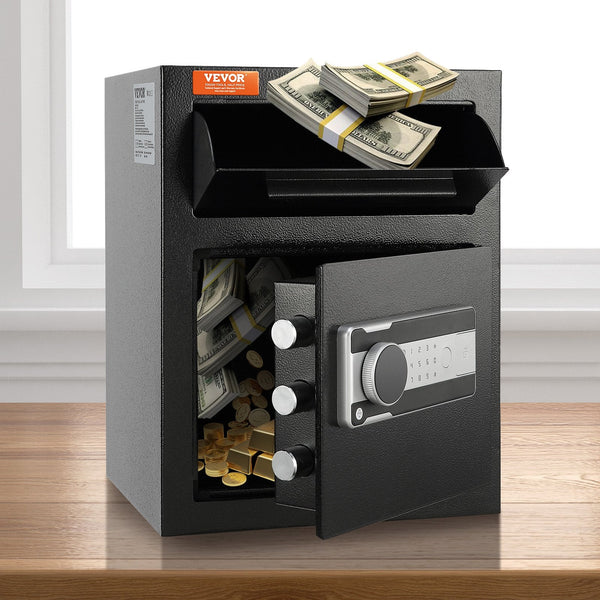 1.7 Cub Depository Safe With Drop Slot Electronic Code Lock And 2 Emergency Keys 17.71'' X 13.77'' Business For Cash Mail In Home Hotel Office Safes
