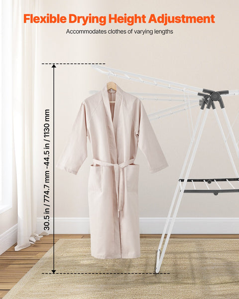 Vevor 2 Tier Foldable Clothes Drying Rack With Sock Clips & 21 Rods White Garment Racks