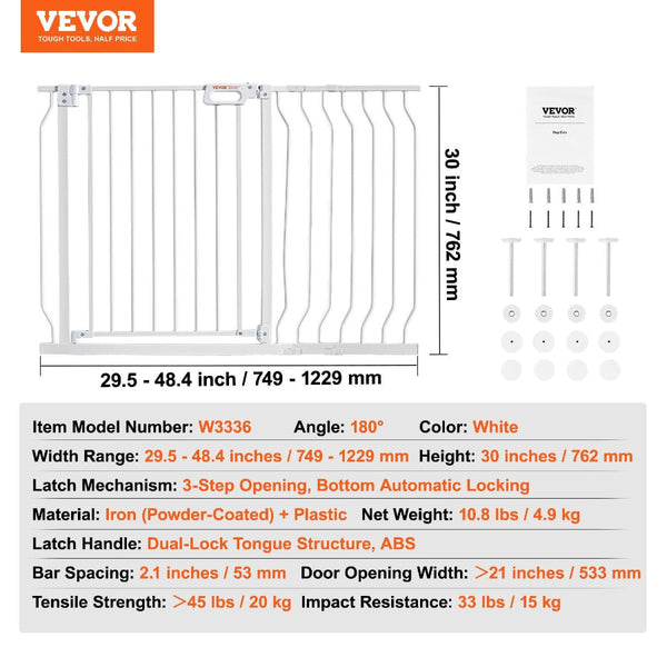 Baby Gate 749 1229 Mm Extra Wide 762 High Dog For Stairs Doorways And House Easy Step Walk Thru Auto Close Child Pet Security With Pressure Mount Wall