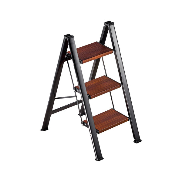 3 Step Ladder Folding Stool With Wide Anti Slip Pedal And Comfort Handgrip Lightweight 150 Kg Capacity Portable Aluminum Plant Support Multi Use For A
