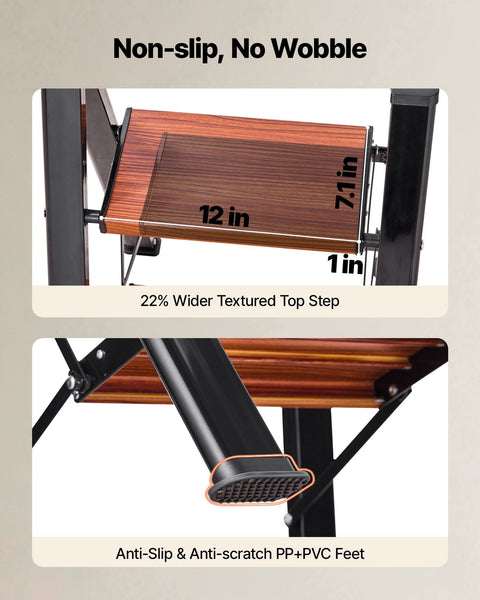 3 Step Ladder Folding Stool With Wide Anti Slip Pedal And Comfort Handgrip Lightweight 150 Kg Capacity Portable Aluminum Plant Support Multi Use For A