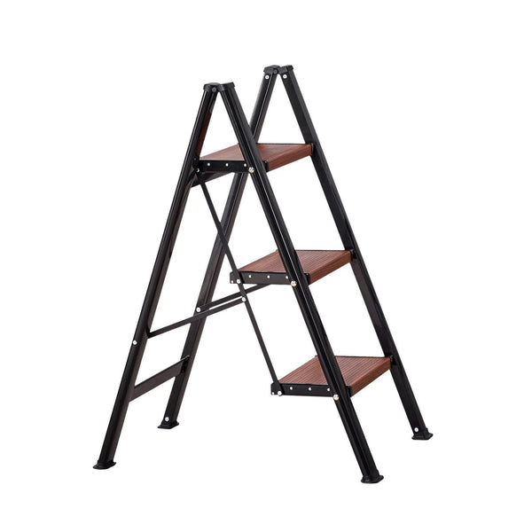 3 Step Ladder Folding Stool With Wide Anti Slip Pedal And Comfort Handgrip Lightweight 150 Kg Capacity Portable Aluminum Plant Support Multi Use For A
