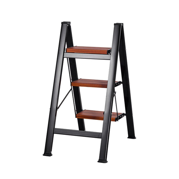 3 Step Ladder Folding Stool With Wide Anti Slip Pedal And Comfort Handgrip Lightweight 150 Kg Capacity Portable Aluminum Plant Support Multi Use For A