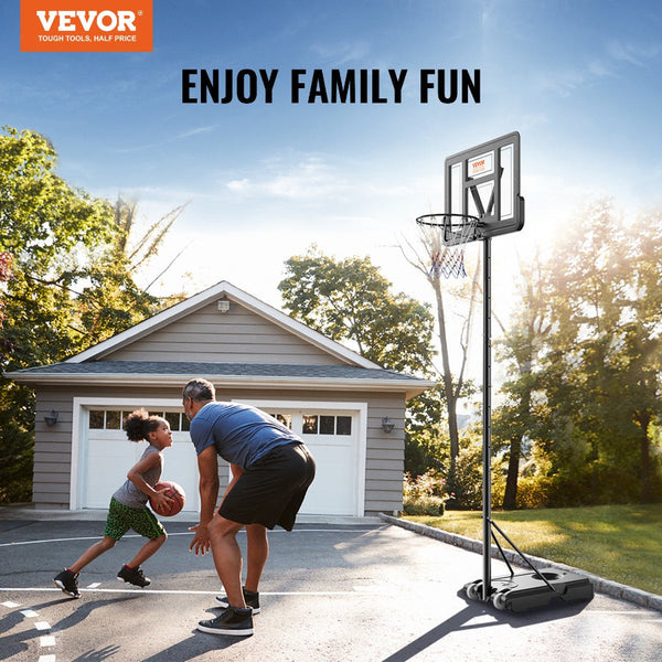 Basketball Hoop 4 10 Ft Adjustable Height Portable Backboard System 44 Inch & Goal Kids Adults Set With Wheels Stand And Fillable Base For Outdoor/Ind