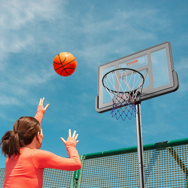 Basketball Hoop 4 10 Ft Adjustable Height Portable Backboard System 44 Inch & Goal Kids Adults Set With Wheels Stand And Fillable Base For Outdoor/Ind