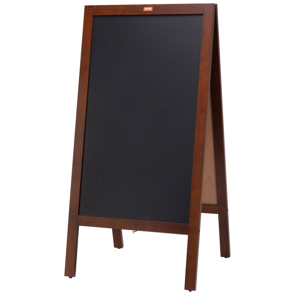 Veovr A Frame Chalkboard Sign 50X102 Cm Double Sided Sidewalk Signs Freestanding Vintage Wooden Board With Chalks & Magnetic Eraser Rustic Brown Outdo