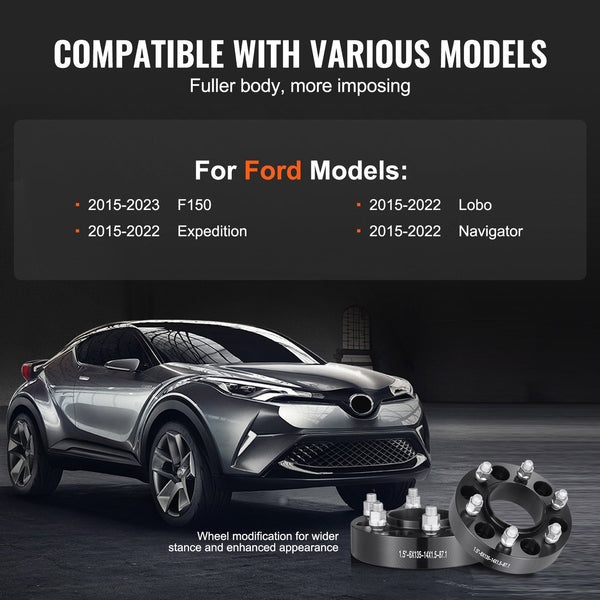 Vevor 1.5" 6"X5.3" Wheel Spacers Adapters Lug Forged 4 Pcs Black Steering Wheels & Horns