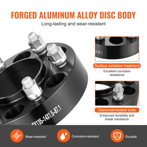 Vevor 1.5" 6"X5.3" Wheel Spacers Adapters Lug Forged 4 Pcs Black Steering Wheels & Horns