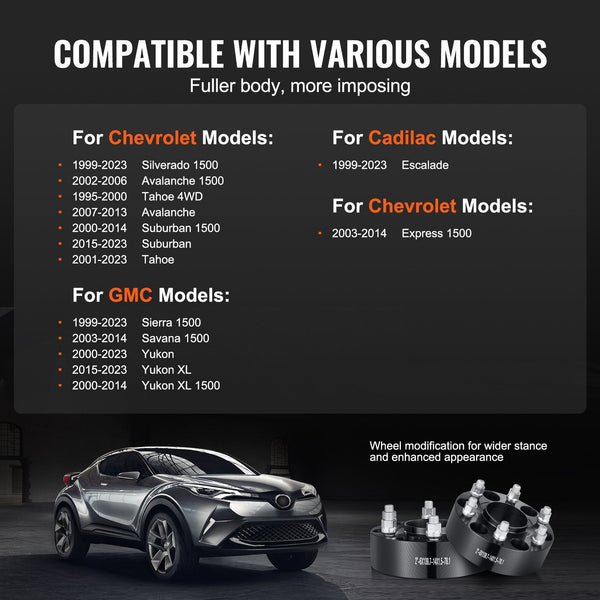 Vevor 2" 6"X5.5" Wheel Spacers Adapters Lug Forged 4 Pcs Black Steering Wheels & Horns