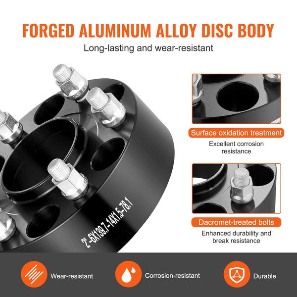 Vevor 2" 6"X5.5" Wheel Spacers Adapters Lug Forged 4 Pcs Black Steering Wheels & Horns