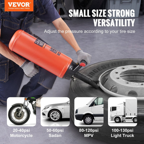 Vevor Tire Bead Seater 2.4 Gal/9 L Air Blaster 150 Psi Handheld Bazooka Portable Inflator Tool 87 116 Operating Pressure For Tractor Truck Atv Car And
